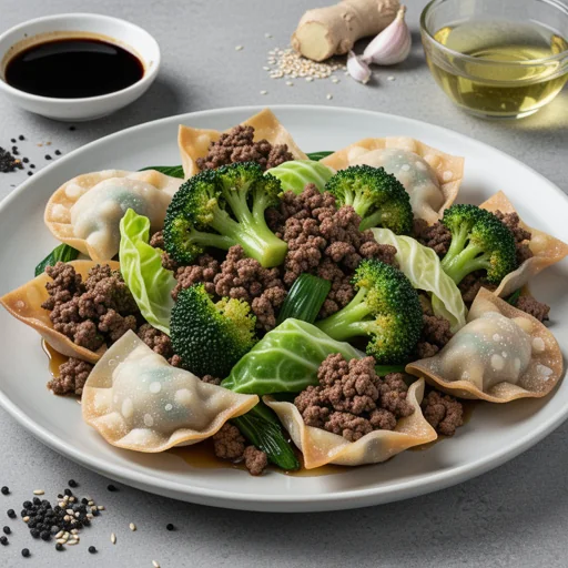 Savory Beef & Broccoli Potsticker Bites finished dish