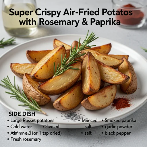 Super Crispy Air-Fried Potato Wedges with Rosemary & Paprika finished dish