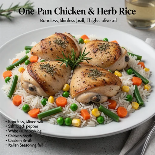 One-Pan Chicken & Herb Rice finished dish