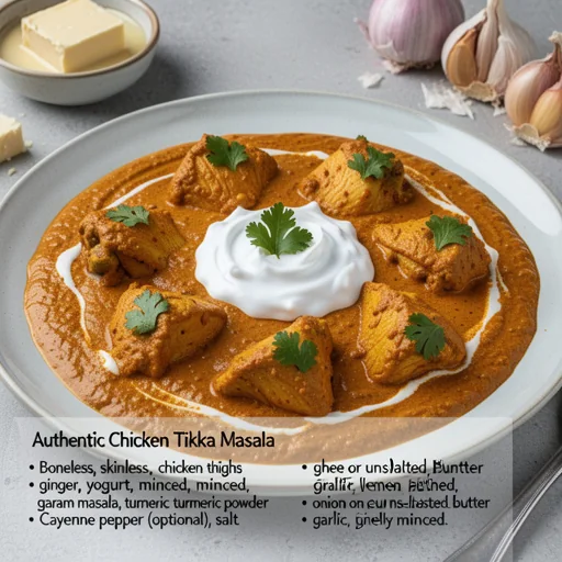 Authentic Chicken Tikka Masala finished dish