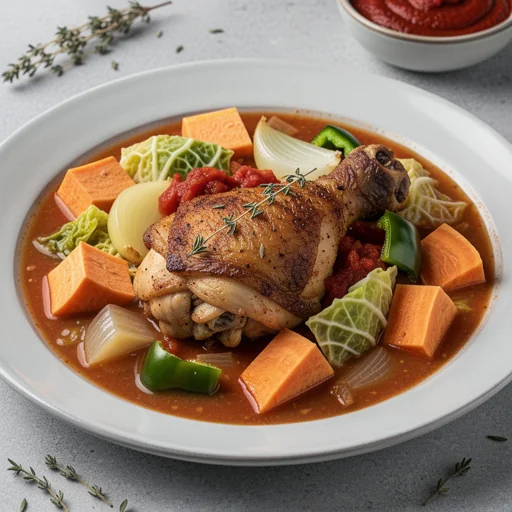 Soulful Chicken and Sweet Potato Stew finished dish