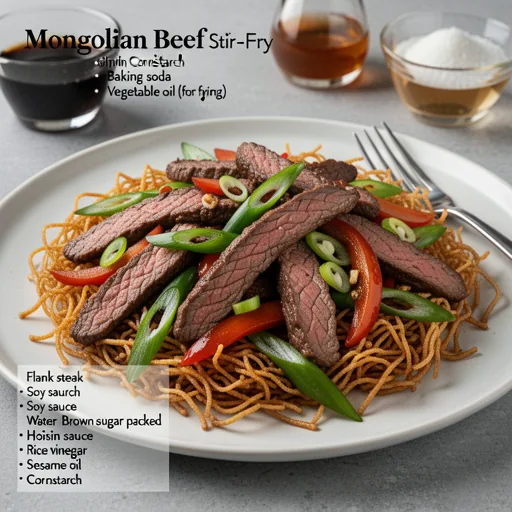 Mongolian Beef Stir-Fry with Crispy Noodles finished dish