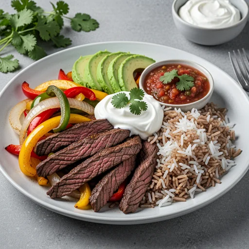 Quick Skillet Beef Fajita Bowls finished dish