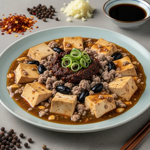 Sichuan Mapo Tofu with Minced Pork finished dish
