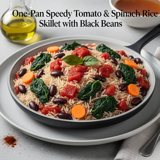 One-Pan Speedy Tomato & Spinach Rice Skillet with Black Beans finished dish