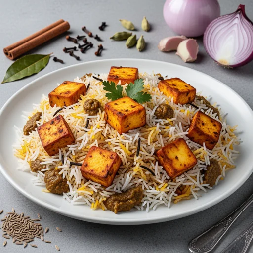 Paneer Pulao finished dish