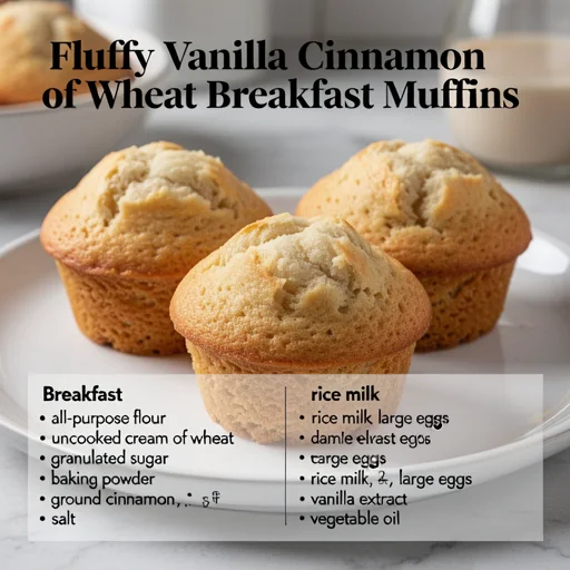 Fluffy Vanilla Cinnamon Cream of Wheat Breakfast Muffins finished dish