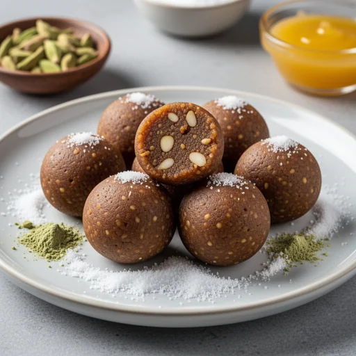 Atta Ladoo (Sweet Whole Wheat Flour Truffles) finished dish