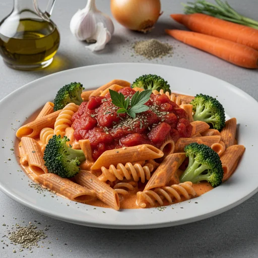 Creamy Tomato & Sweet Potato One-Pot Pasta finished dish