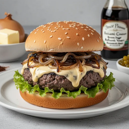 Classic Diner-Style Cheeseburger with Secret Sauce & Caramelized Onions finished dish