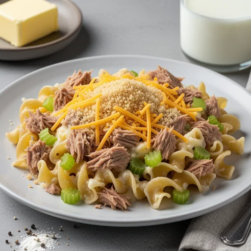 Quick Skillet Tuna Casserole finished dish