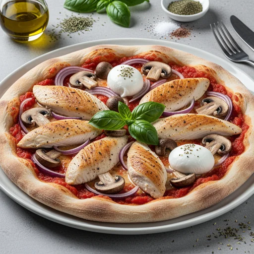 Pollo e Funghi Pizza Classica finished dish