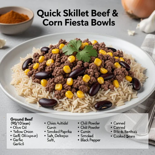 Quick Skillet Beef & Corn Fiesta Bowls finished dish