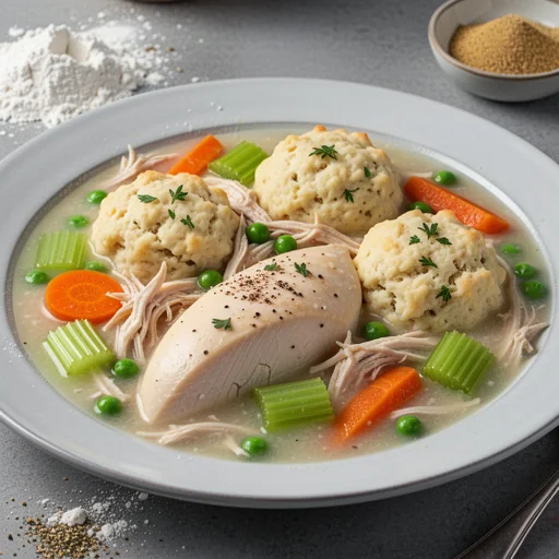 Slow Cooker Chicken and Dumplings finished dish