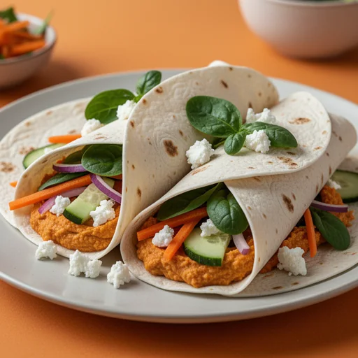Roasted Red Pepper Hummus Wraps finished dish
