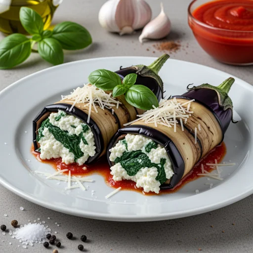 Involtini di Melanzane Ripieni di Ricotta e Spinaci finished dish