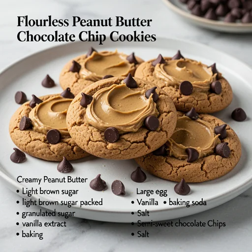 Flourless Peanut Butter Chocolate Chip Cookies finished dish