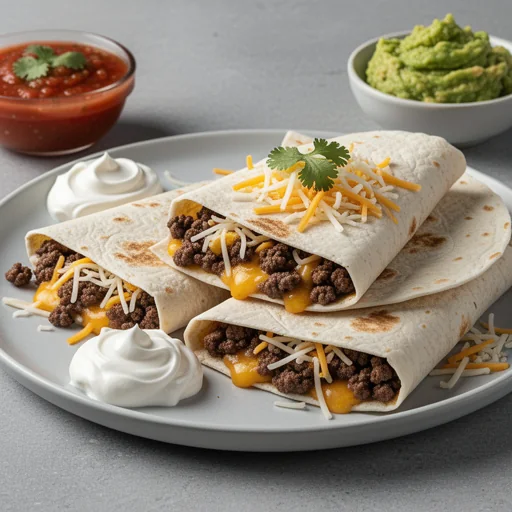 Quick Cheesy Beef Quesadillas finished dish