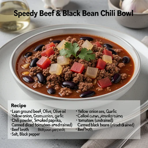 Speedy Beef & Black Bean Chili Bowl finished dish