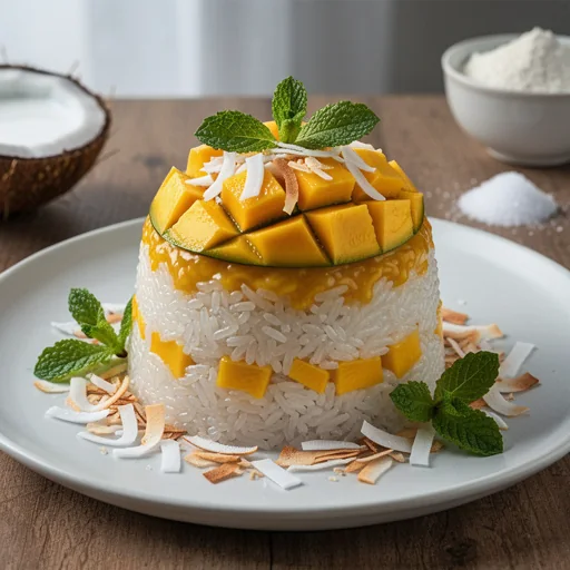 Coconut Mango Sticky Rice Parfait finished dish