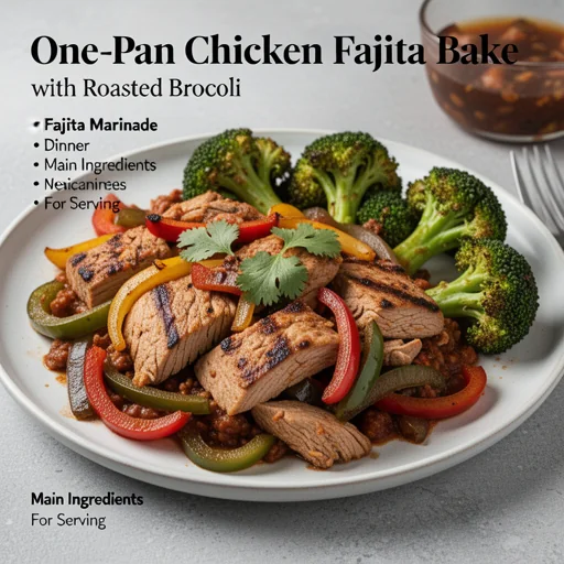 One-Pan Chicken Fajita Bake with Roasted Broccoli finished dish