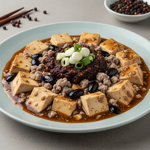 Mapo Tofu with Pork (麻婆豆腐) finished dish