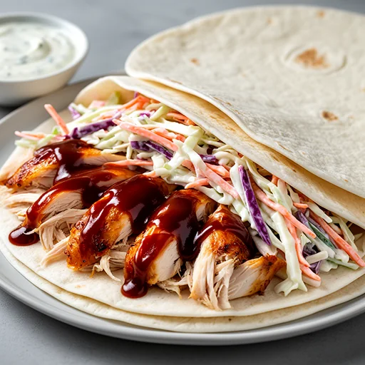15-Minute BBQ Chicken & Slaw Wraps finished dish