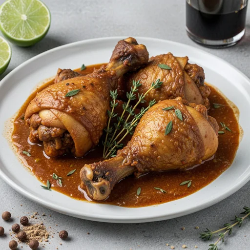 Jamaican Brown Stew Chicken finished dish