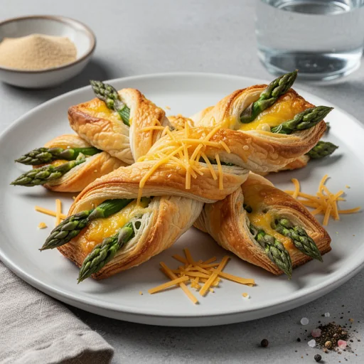Cheesy Asparagus & Cheddar Puff Pastry Twists finished dish