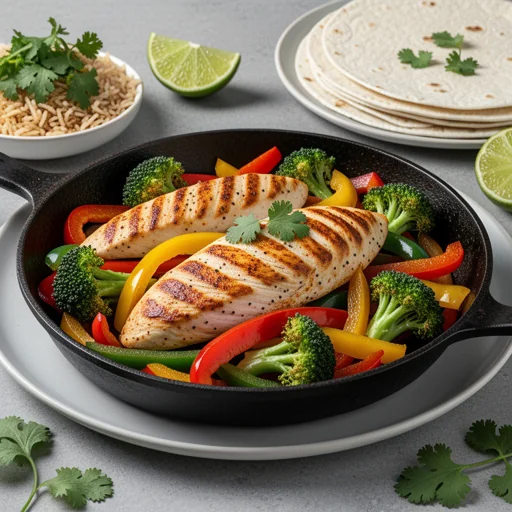 Speedy Chicken & Broccoli Fajita Skillet finished dish