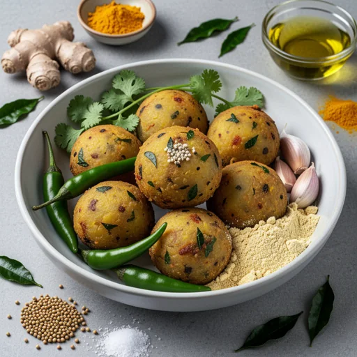 Mumbai Spiced Potato Fritter (Batata Vada) Breakfast Bowl finished dish