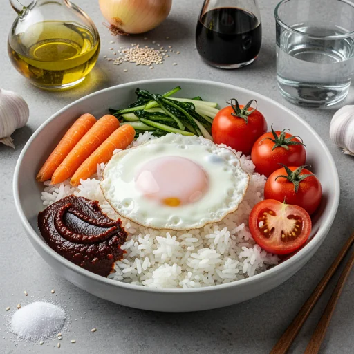 Gochujang Egg & Veggie Rice Bowl finished dish