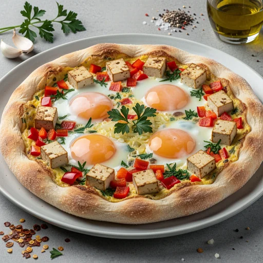 Puglian Pepper & Tofu Frittata Pan Pizza finished dish