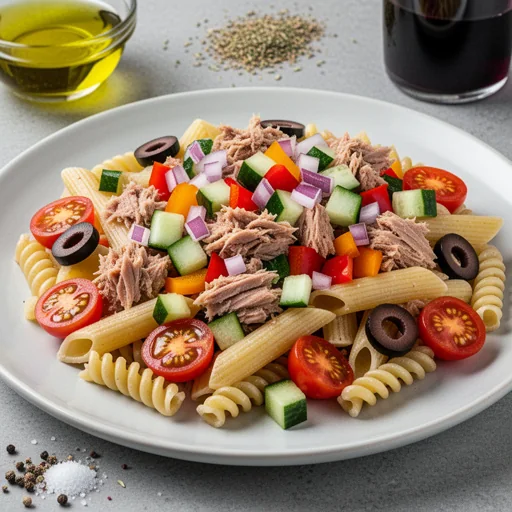 Hearty Tuna & Veggie Pasta Toss finished dish