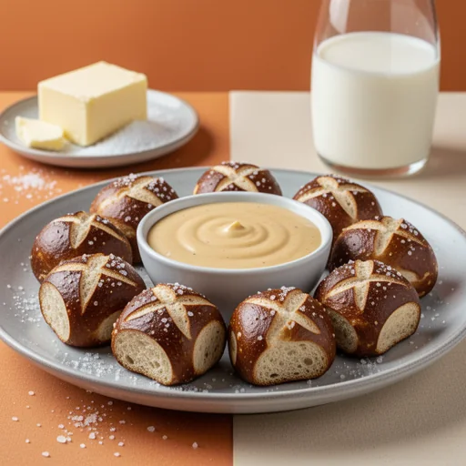 Soft Pretzel Bites with Beer Cheese Dip finished dish