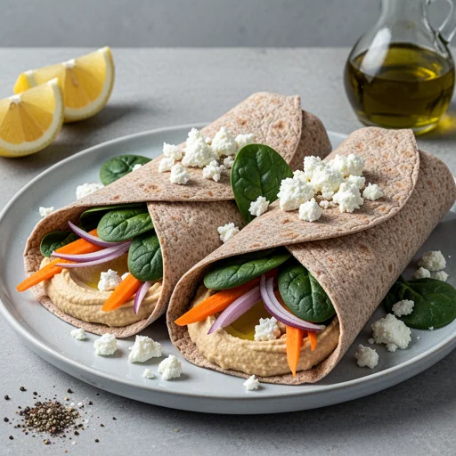 Mediterranean Hummus & Veggie Wraps finished dish