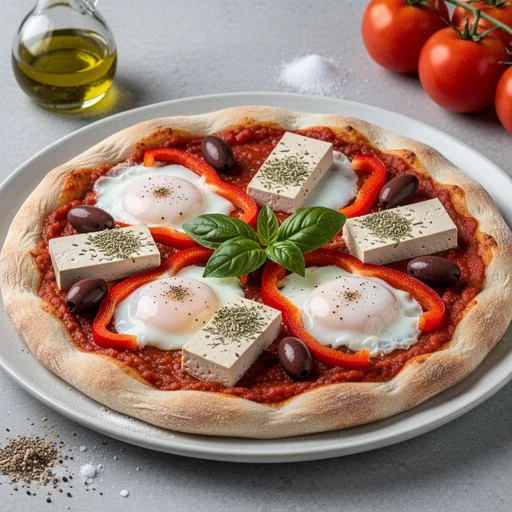 Caprese Morning Tofu Pan Pizza finished dish