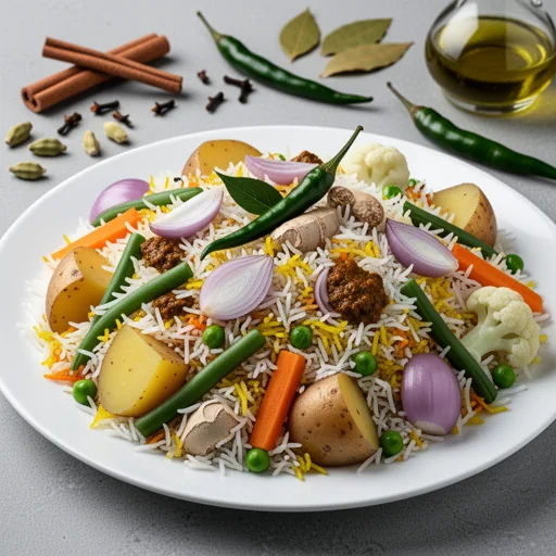Hyderabadi Vegetable Biryani (Dum Style) finished dish