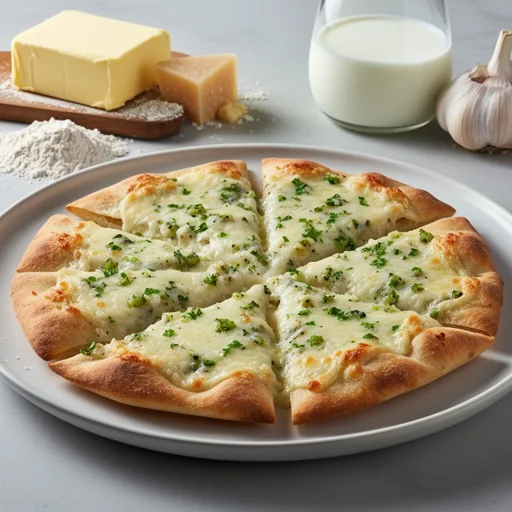 Creamy Garlic Parmesan Flatbread finished dish