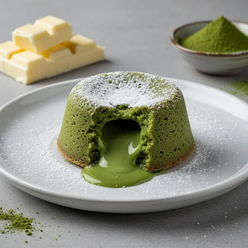 Matcha White Chocolate Lava Cakes finished dish