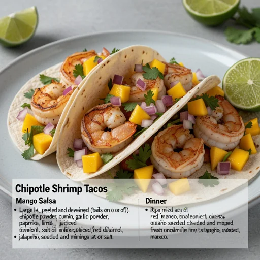 Chipotle Shrimp Tacos with Mango Salsa finished dish
