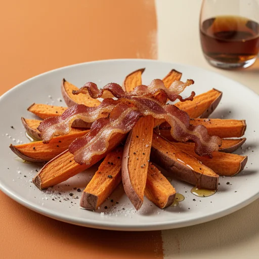 Maple-Bacon Sweet Potato Fries finished dish