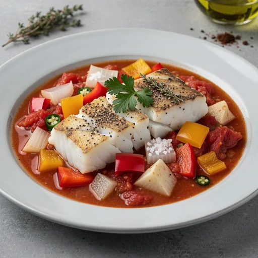 Vibrant Caribbean Fish & Vegetable Stew finished dish