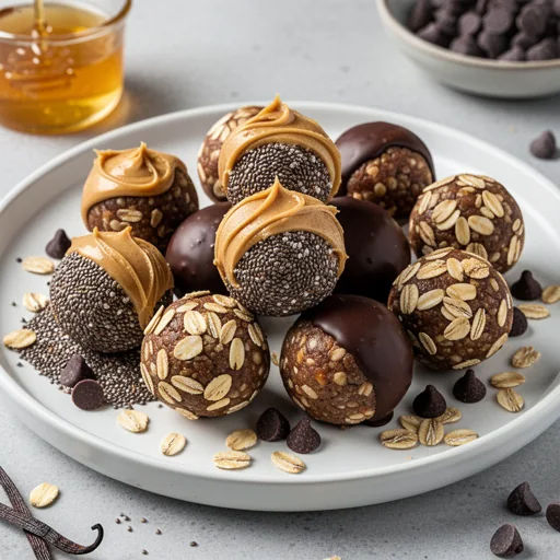 No-Bake Peanut Butter Chocolate Energy Bites finished dish