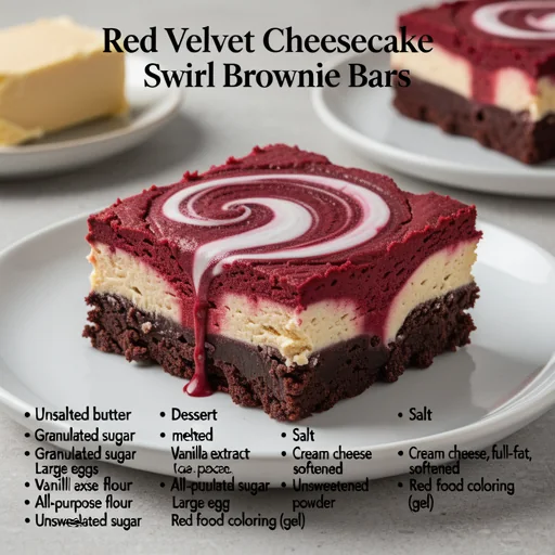 Red Velvet Cheesecake Swirl Brownie Bars finished dish