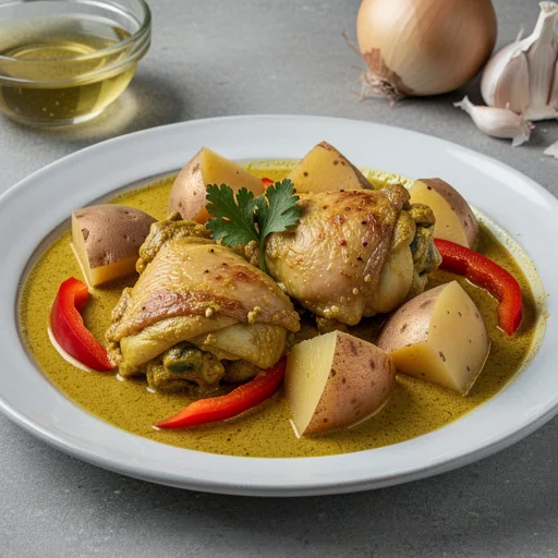 Belizean Coconut Curry Chicken with Potatoes finished dish