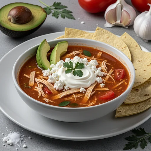 Sopa de Tortilla (Classic Tortilla Soup) finished dish
