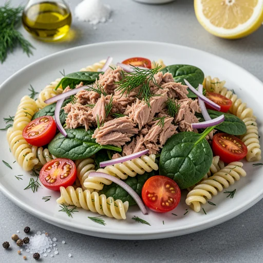Lemon Dill Tuna Pasta Toss finished dish
