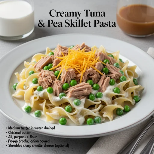 Creamy Tuna & Pea Skillet Pasta finished dish