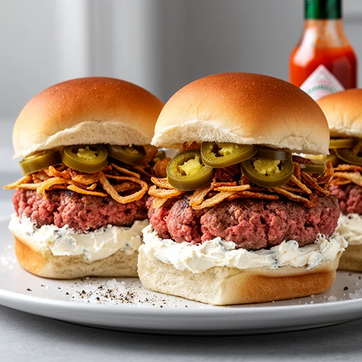 Spicy Jalapeño Popper Smash Sliders finished dish